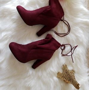 Burgundy booties